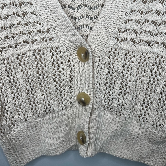 Anthropologie Beige Open-Knit Button Cardigan Sweater Womens Size XS - Picture 9 of 17